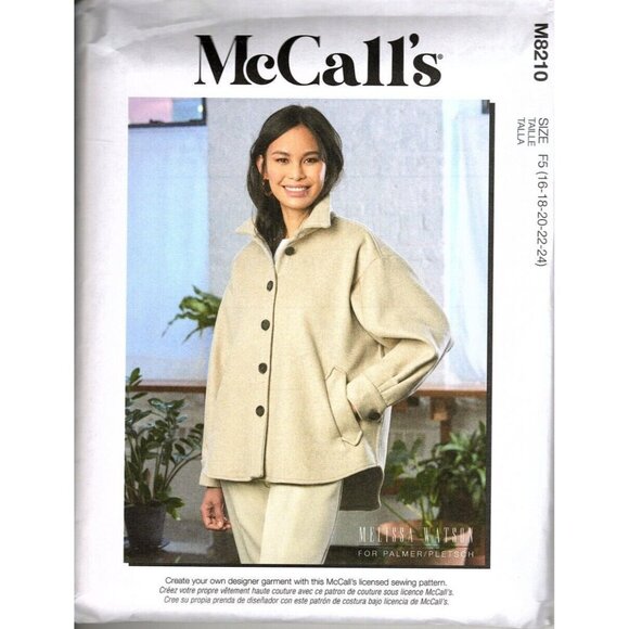 McCall's M8210 Misses 16 to 24 Jacket Melissa Watson Uncut Sewing Pattern New - Picture 1 of 2